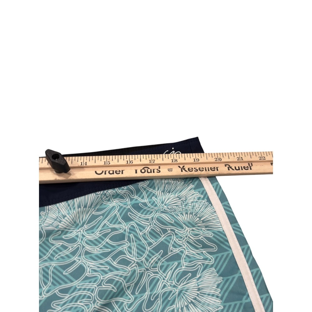 Hurley Board Shorts Mens 36 Teal Magenta Ombre Chevron Floral Surf Trunks - Picture 7 of 14